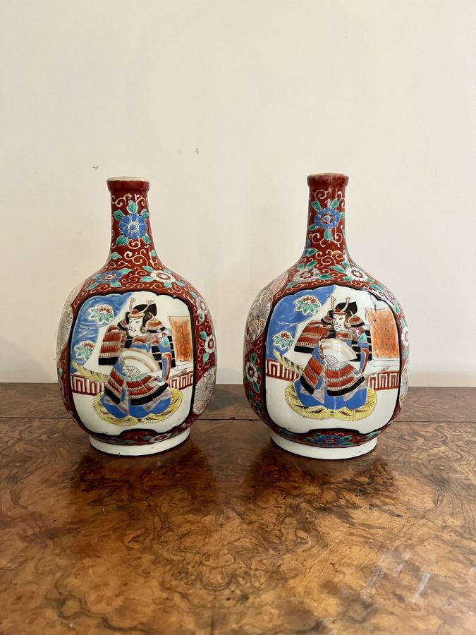 Antique Quality pair of antique Japanese imari shaped vases 