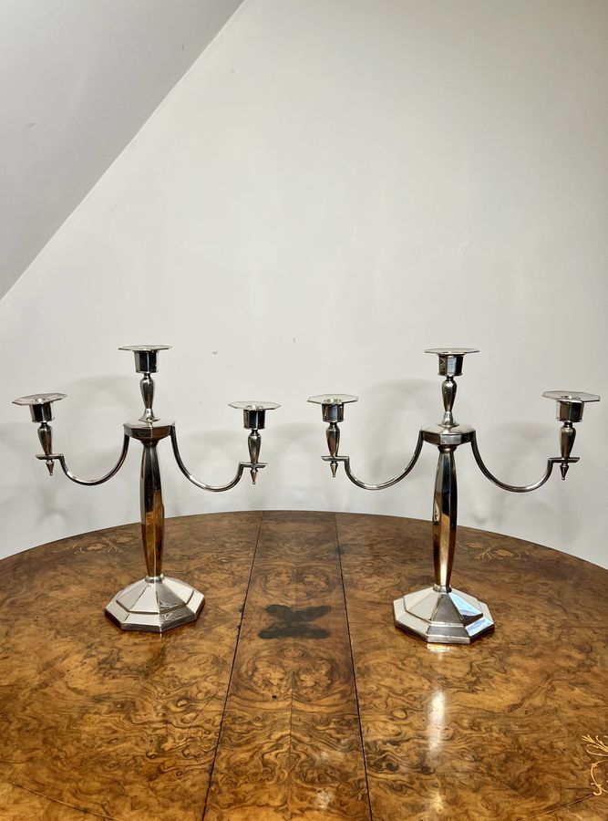 Antique Outstanding quality pair of antique Edwardian silver plated candelabras 