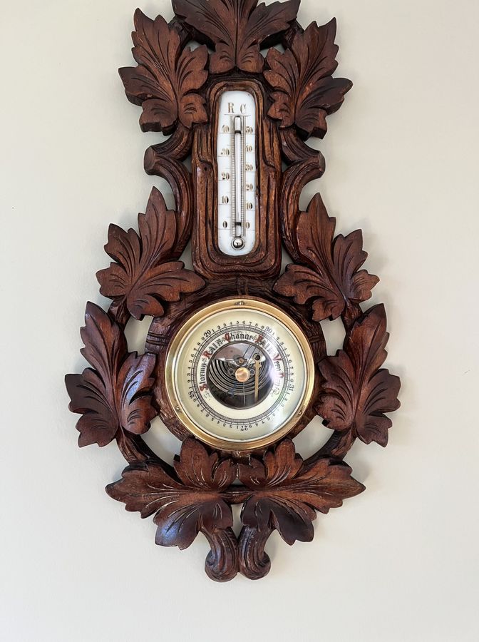 Antique Stunning quality antique Victorian Black Forest aneroid barometer 