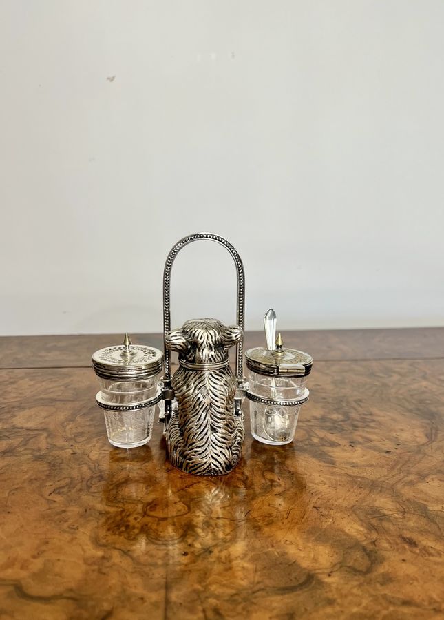 Antique Outstanding quality antique Victorian silver plated novelty cruet 
