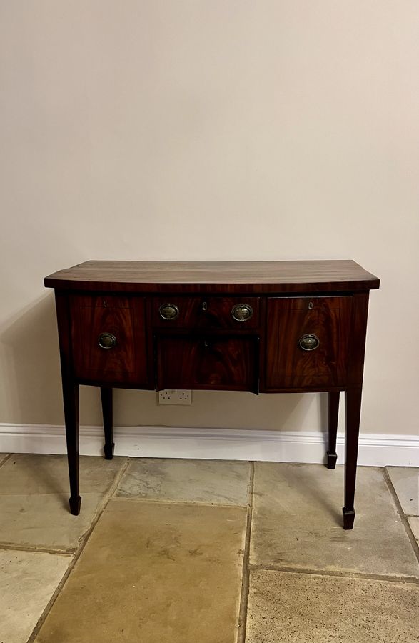 Small antique George III quality mahogany bow fronted sideboard