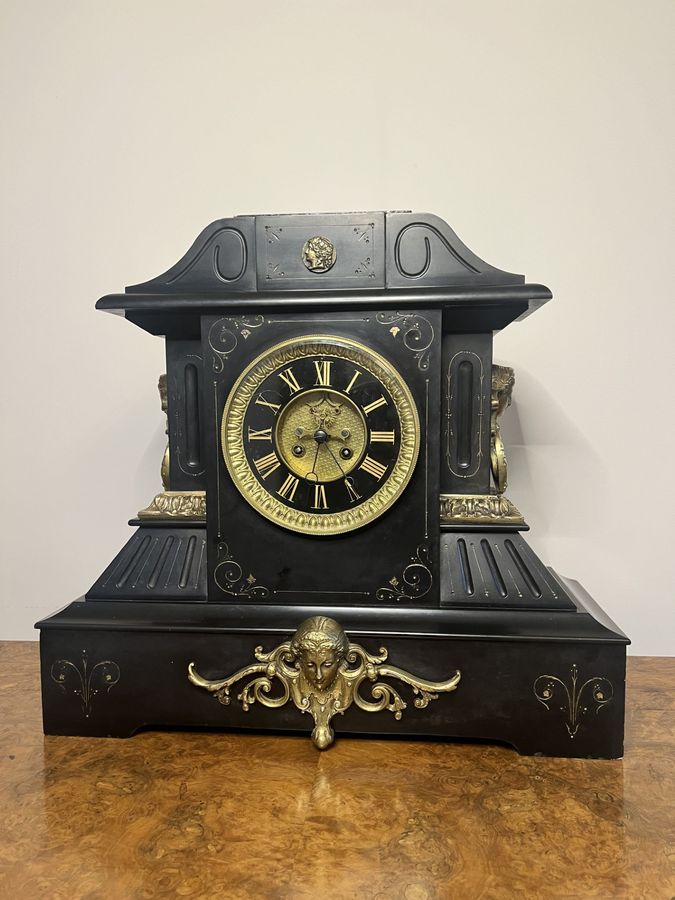 Outstanding quality large antique Victorian marble mantle clock
