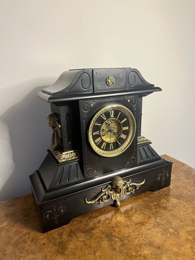 Antique Outstanding quality large antique Victorian marble mantle clock