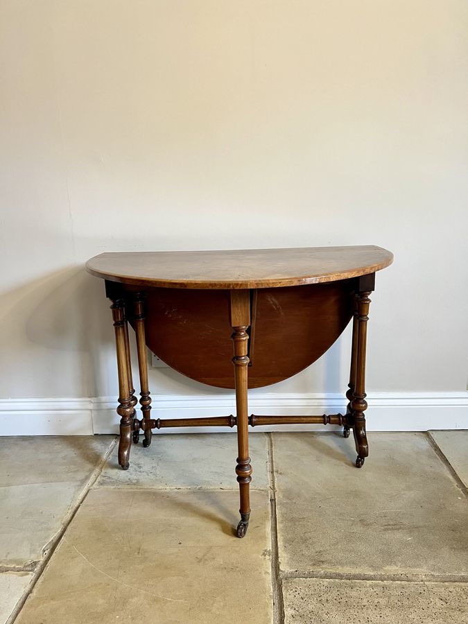 Antique Antique Victorian quality burr walnut inlaid Sutherland table 