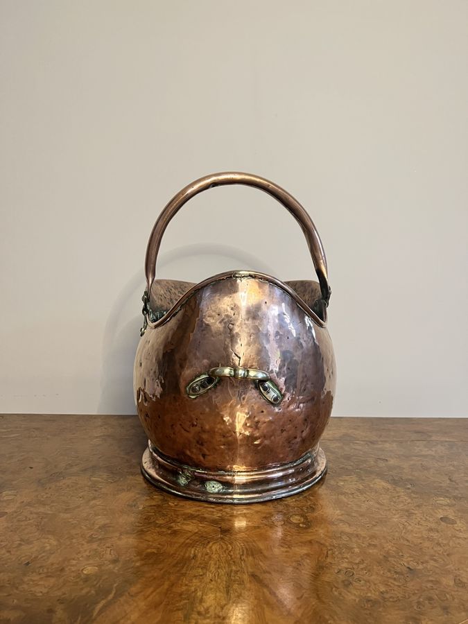 Antique Lovely antique Victorian copper helmet coal scuttle 