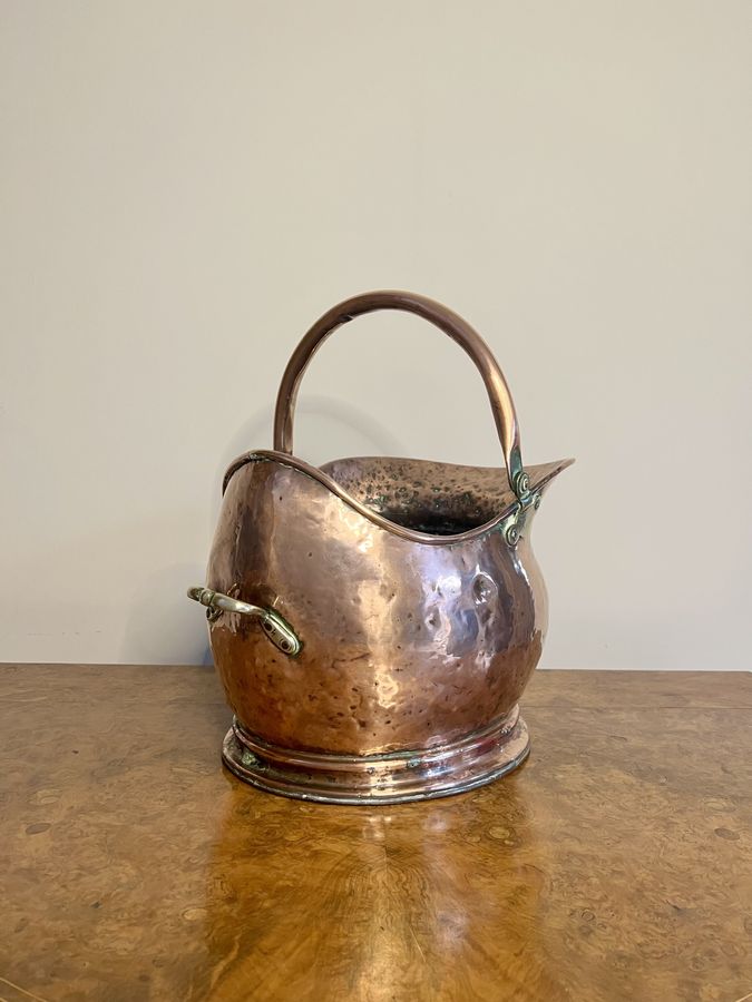 Antique Lovely antique Victorian copper helmet coal scuttle 
