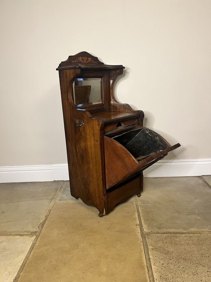 Antique Wonderful quality antique Victorian inlaid rosewood coal box 