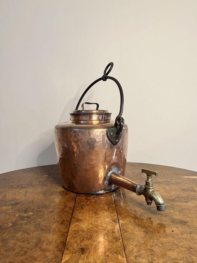Antique Large antique George III quality hanging copper water urn