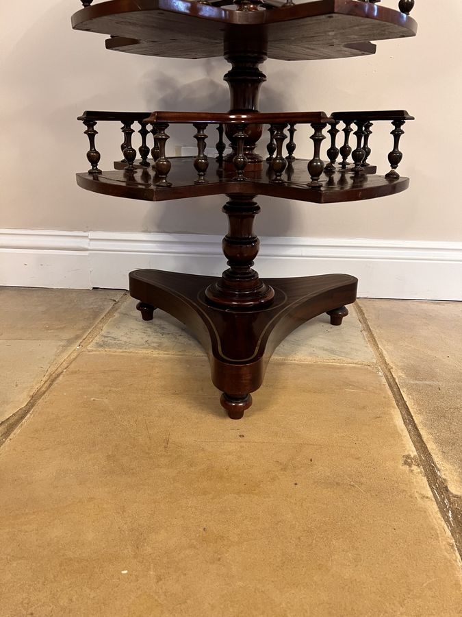 Antique Unusual antique Victorian quality mahogany brass inlaid marble top revolving book table 