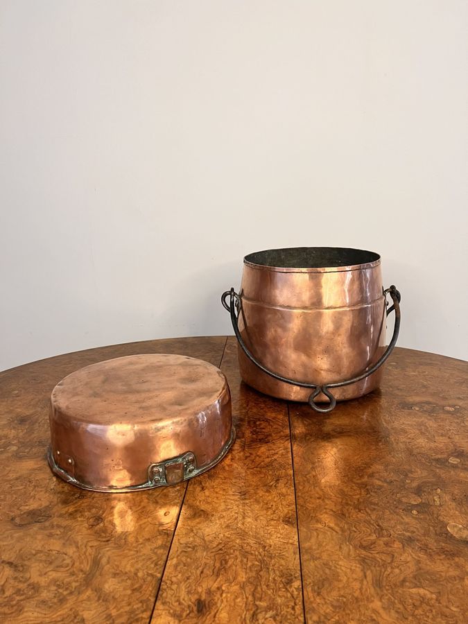 Antique Quality antique George III copper cooking pot 
