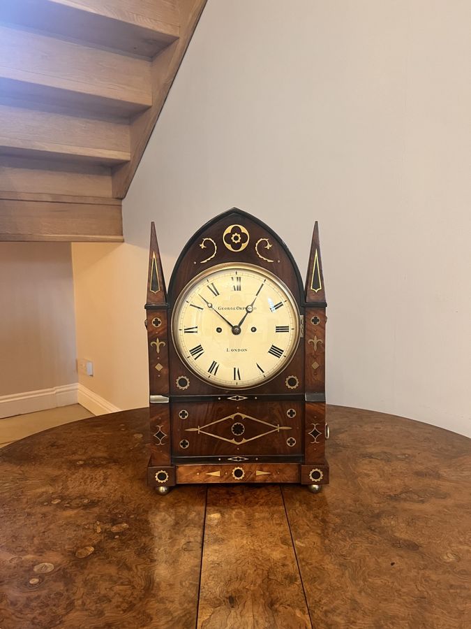 Outstanding quality large antique regency brass inlaid bracket clock by George Orpwood