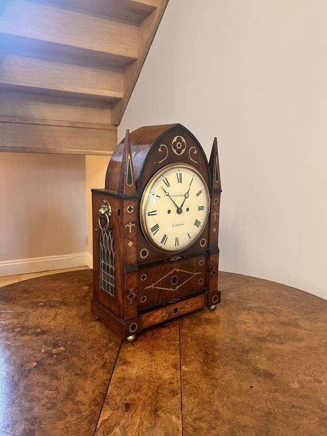 Antique Outstanding quality large antique regency brass inlaid bracket clock by George Orpwood 