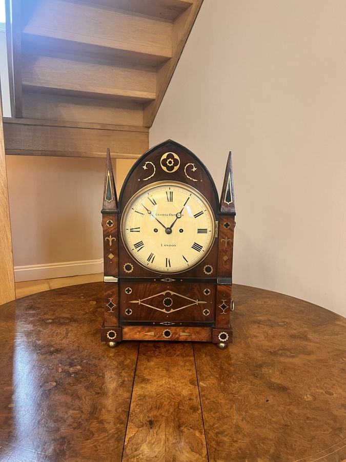 Antique Outstanding quality large antique regency brass inlaid bracket clock by George Orpwood 