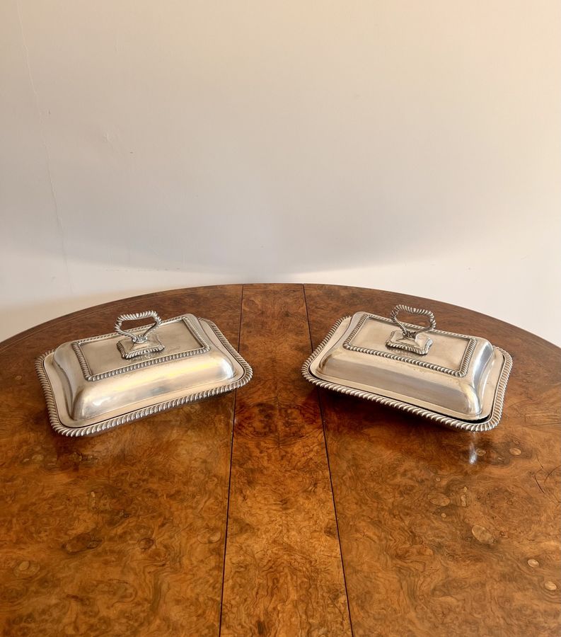 Antique Stunning pair of antique Edwardian silver plated entree dishes