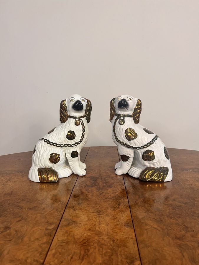 Antique Quality pair of antique Victorian Staffordshire dogs