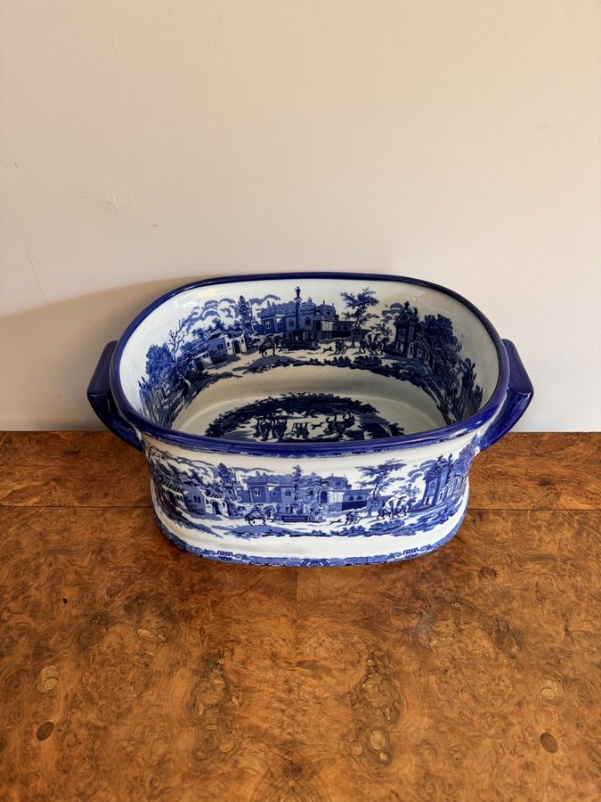 Antique Stunning quality antique Victorian blue and white foot bath 