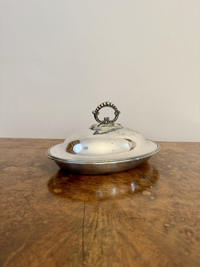 Antique Wonderful quality antique Edwardian silver plated entree dish 