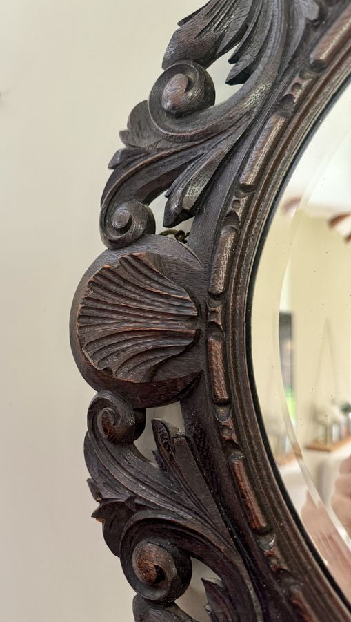 Antique Lovely antique Victorian quality carved oak wall mirror 