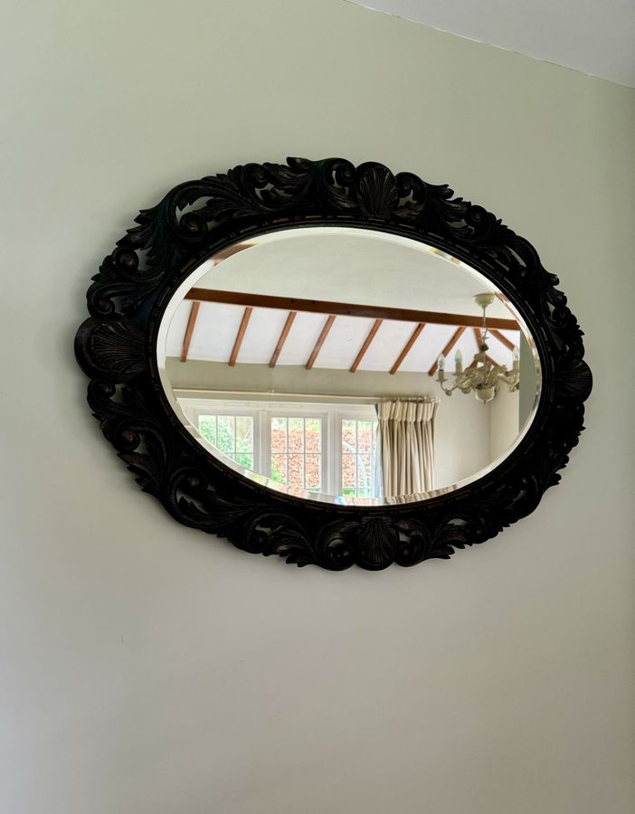 Antique Lovely antique Victorian quality carved oak wall mirror 