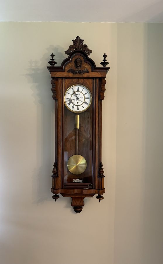 Stunning quality antique Victorian walnut Vienna wall clock