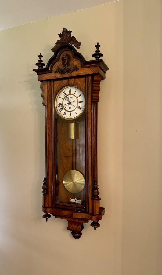 Antique Stunning quality antique Victorian walnut Vienna wall clock