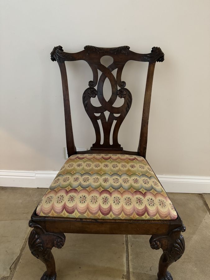 Antique Outstanding quality set of eight antique Victorian mahogany Irish Chippendale style dining chairs 