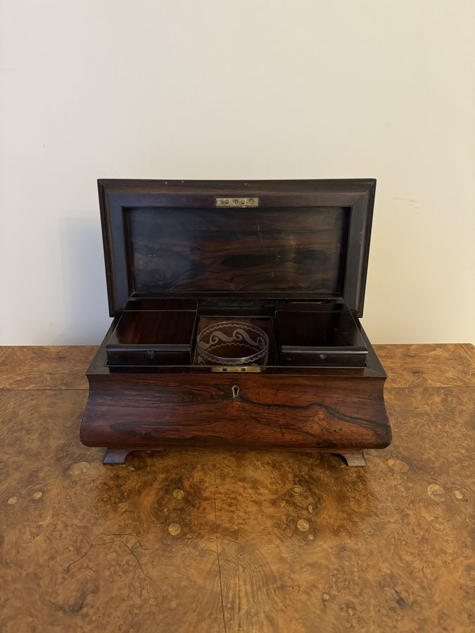 Antique Attractive antique Victorian quality rosewood tea caddy