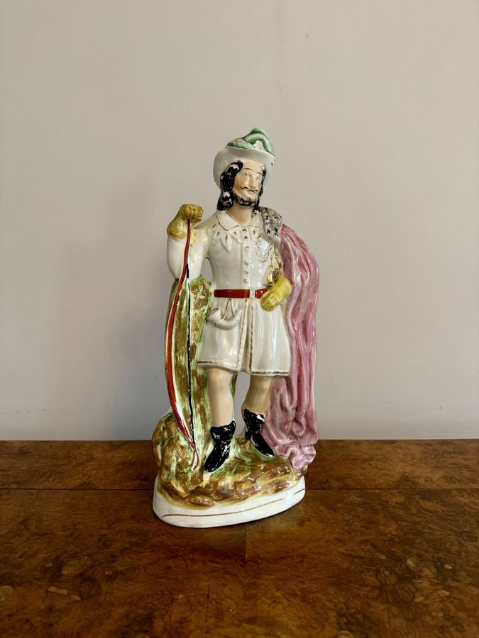 Antique Large antique Victorian Robin Hood Staffordshire figure 