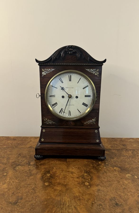 Antique Superb quality antique Regency rosewood inlaid bracket clock by Seller of Reading  