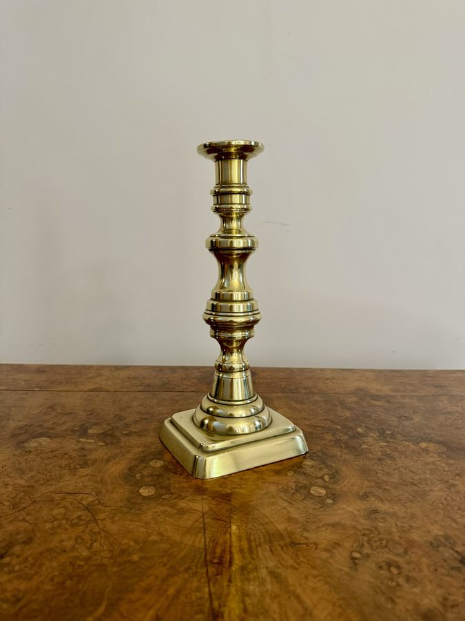 Antique Large pair of quality antique Victorian brass candlesticks 