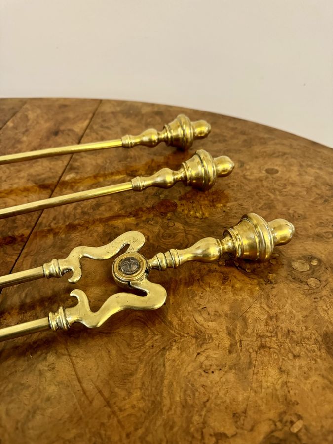 Antique Lovely set of antique Victorian quality brass fire irons