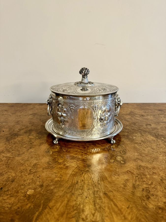 Antique Outstanding quality antique Edwardian ornate silver plated biscuit barrel 