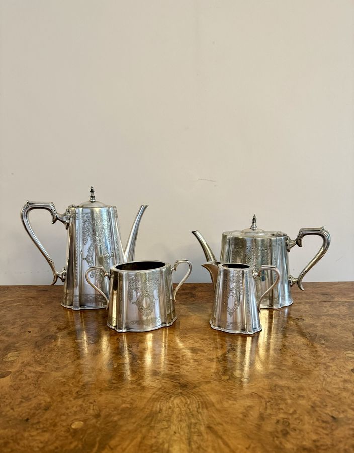 Stunning quality antique Edwardian four piece tea set by Walker and Hall