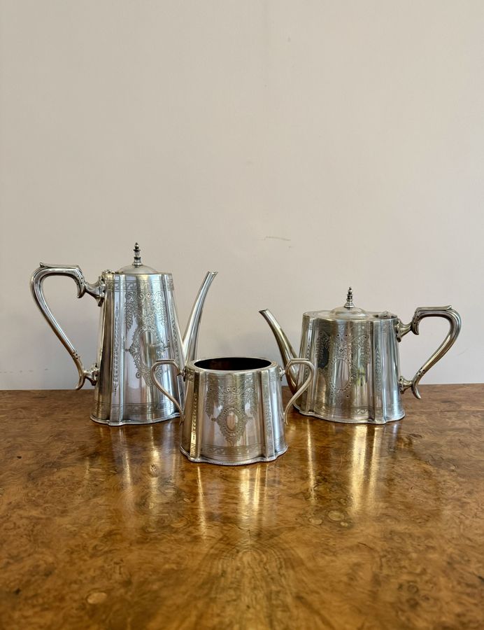 Antique Stunning quality antique Edwardian four piece tea set by Walker and Hall 