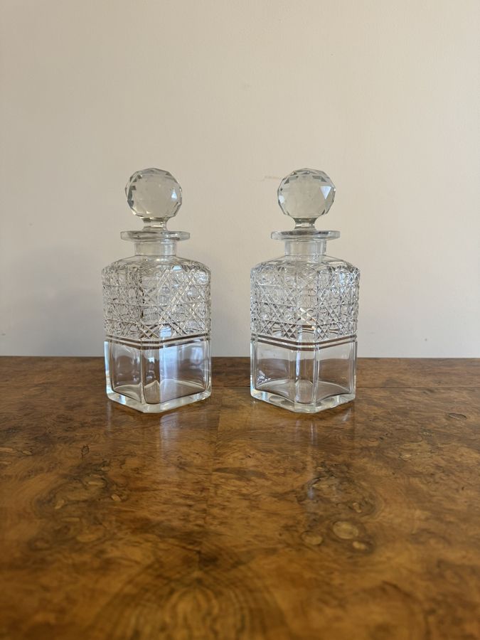 Antique Quality pair of antique Victorian cut glass decanters 