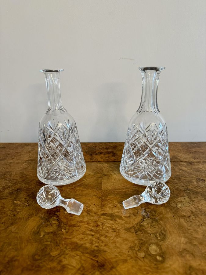 Antique Lovely pair of antique Edwardian bell shaped decanters 