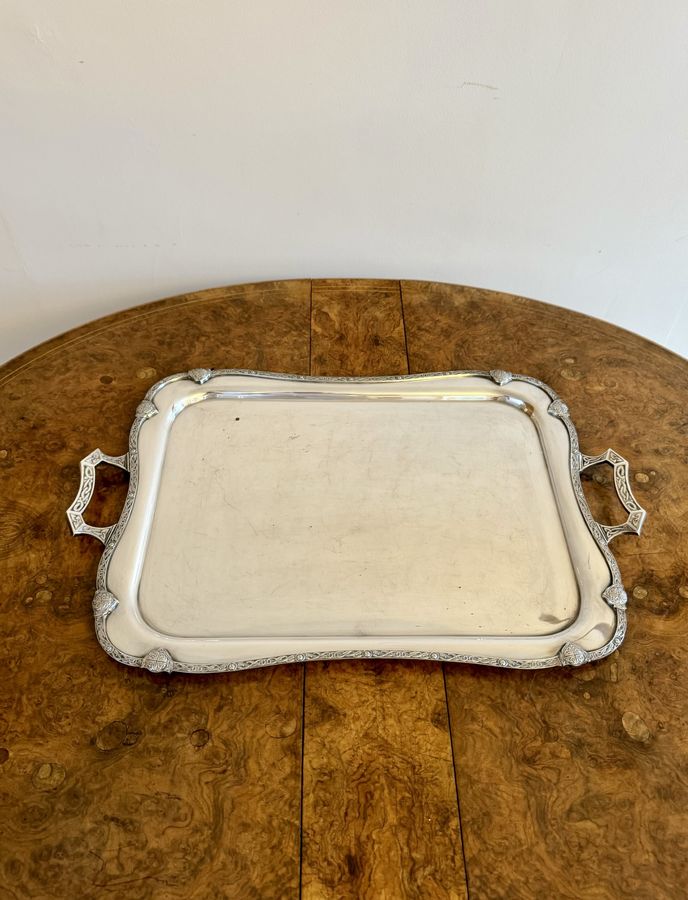 Large antique Edwardian silver plated tea tray