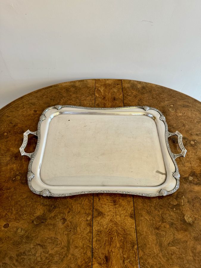 Antique Large antique Edwardian silver plated tea tray 
