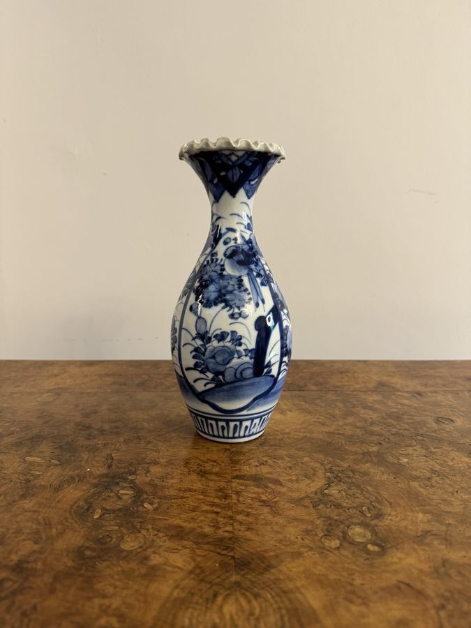 Antique Charming quality antique Japanese imari blue and white baluster vase 