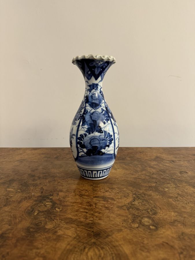 Antique Charming quality antique Japanese imari blue and white baluster vase 