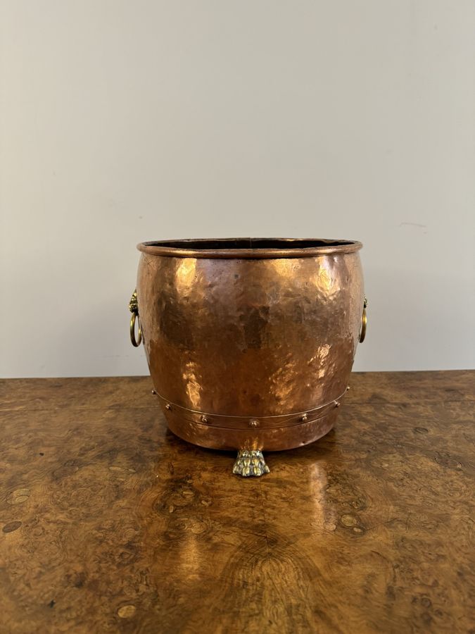 Antique Fantastic quality antique Victorian copper and brass jardiniere