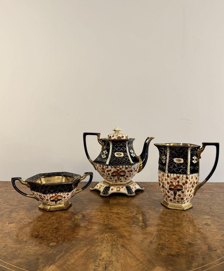 Lovely antique Victorian Royal Davenport three piece tea set