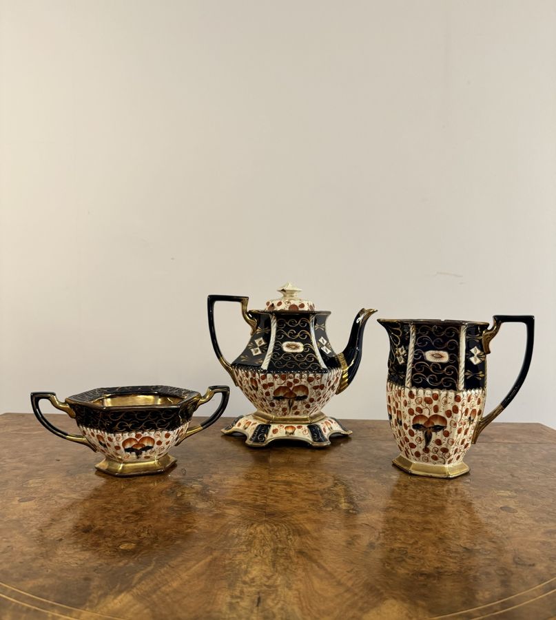 Antique Lovely antique Victorian Royal Davenport three piece tea set 