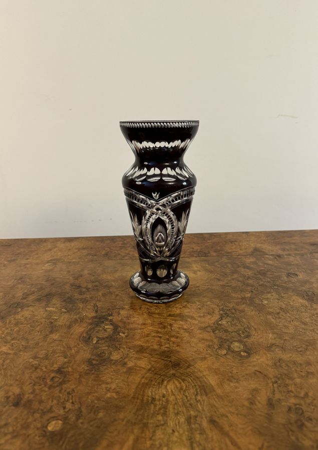 Antique Fine quality antique Victorian Bohemian glass vase  
