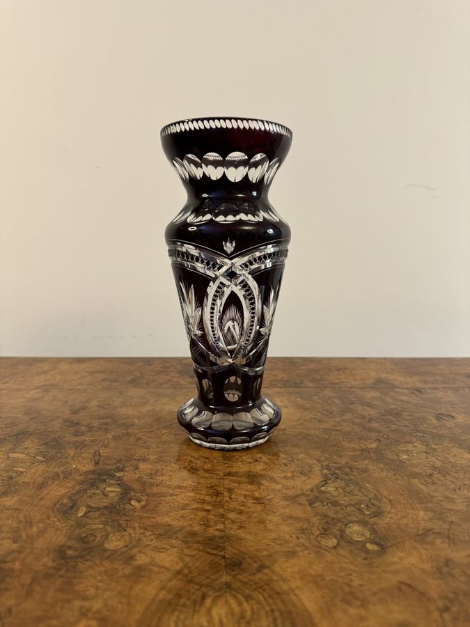 Antique Fine quality antique Victorian Bohemian glass vase  
