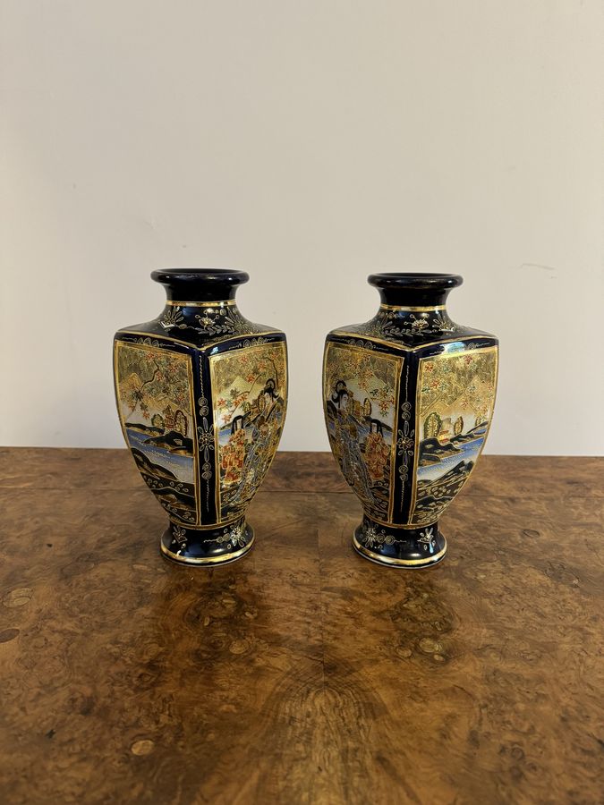 Antique Outstanding quality pair of antique Japanese satsuma vases 