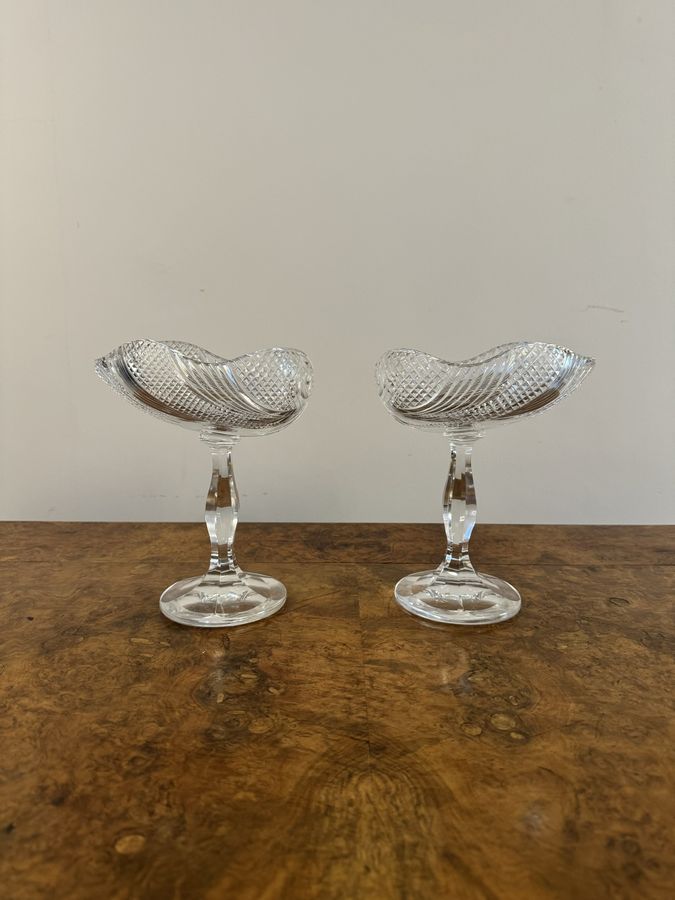 Stunning quality pair of antique Victorian cut glass comports