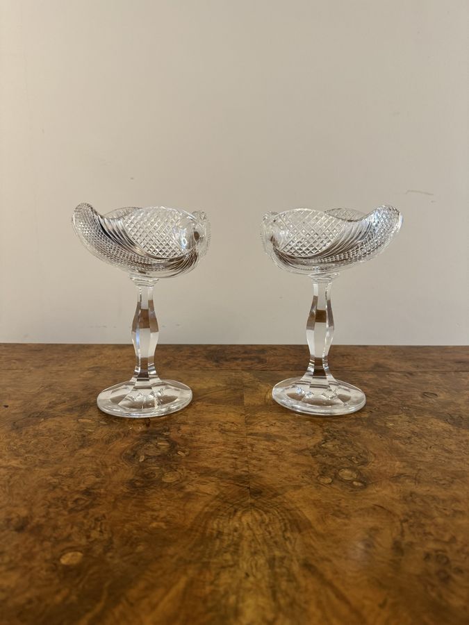 Antique Stunning quality pair of antique Victorian cut glass comports 