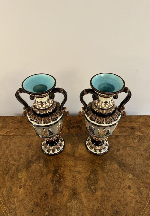 Antique Unusual quality pair of antique Victorian vases
