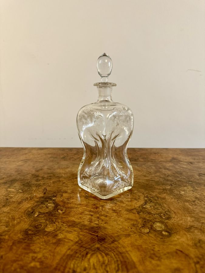 Stunning quality antique Victorian hourglass shaped decanter